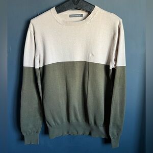 French Connection Crew Neck Cream And Green Cotton Womens medium